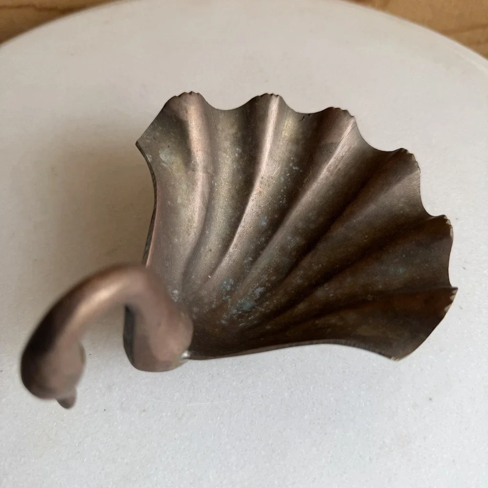 VTG Old Antiqued Brass Beautiful Swan‎ Shape Soap Trinket Dish Ash Tray *Wear*